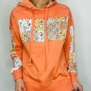 Floral Patchwork Orange Hoodie